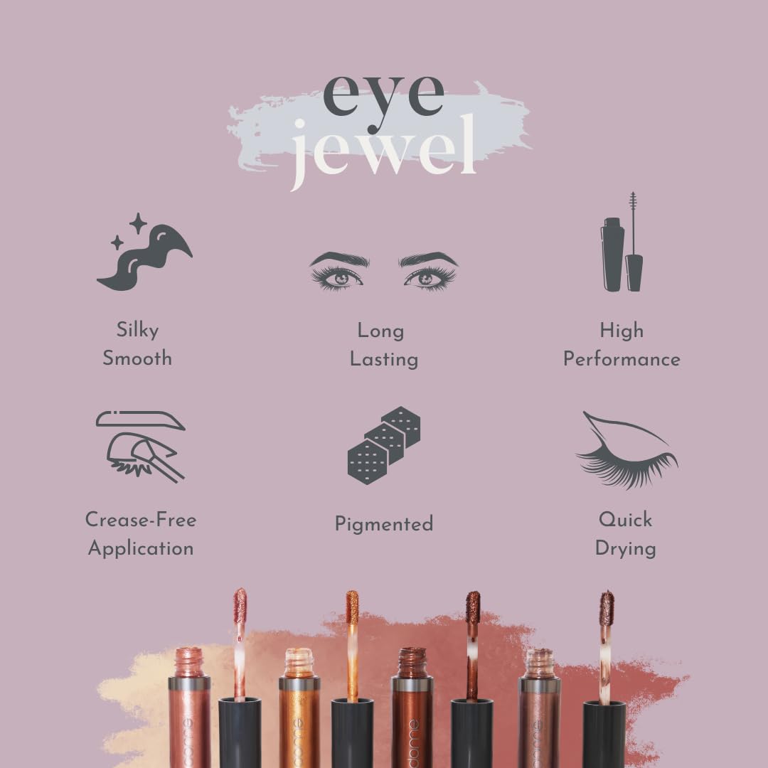 Eye Jewels 24-Hour Eye Shadow Vegan, Cruelty-Free Long-Lasting Cream Eyeshadow, Radiant Finish Eye Makeup for All Skin Tones, Easy-to-Blend, Smudge-Proof, Platinum .15 fl oz
