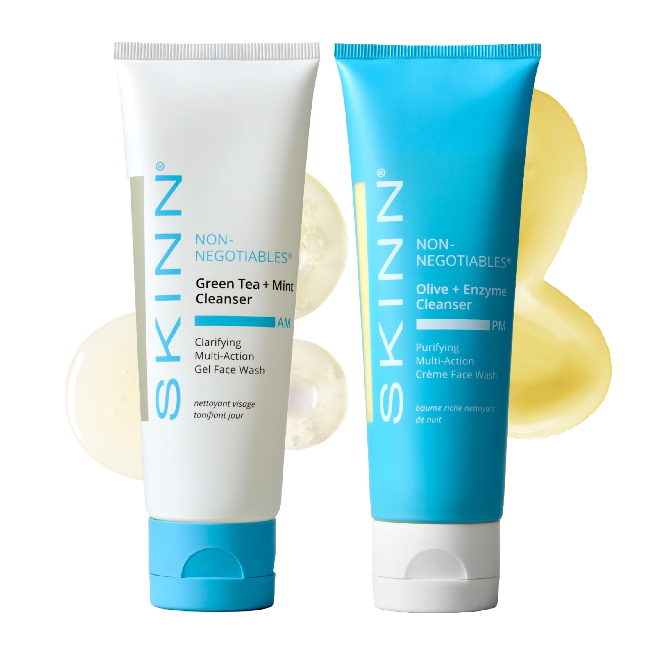 SKINN Daily Morning Face Wash, Green Tea + Mint Cleanser, 4oz - Gentle Exfoliating Facial Cleanser for All Skin Types - Formulated with Antioxidant & Botanical Oils & Salicylic Acid