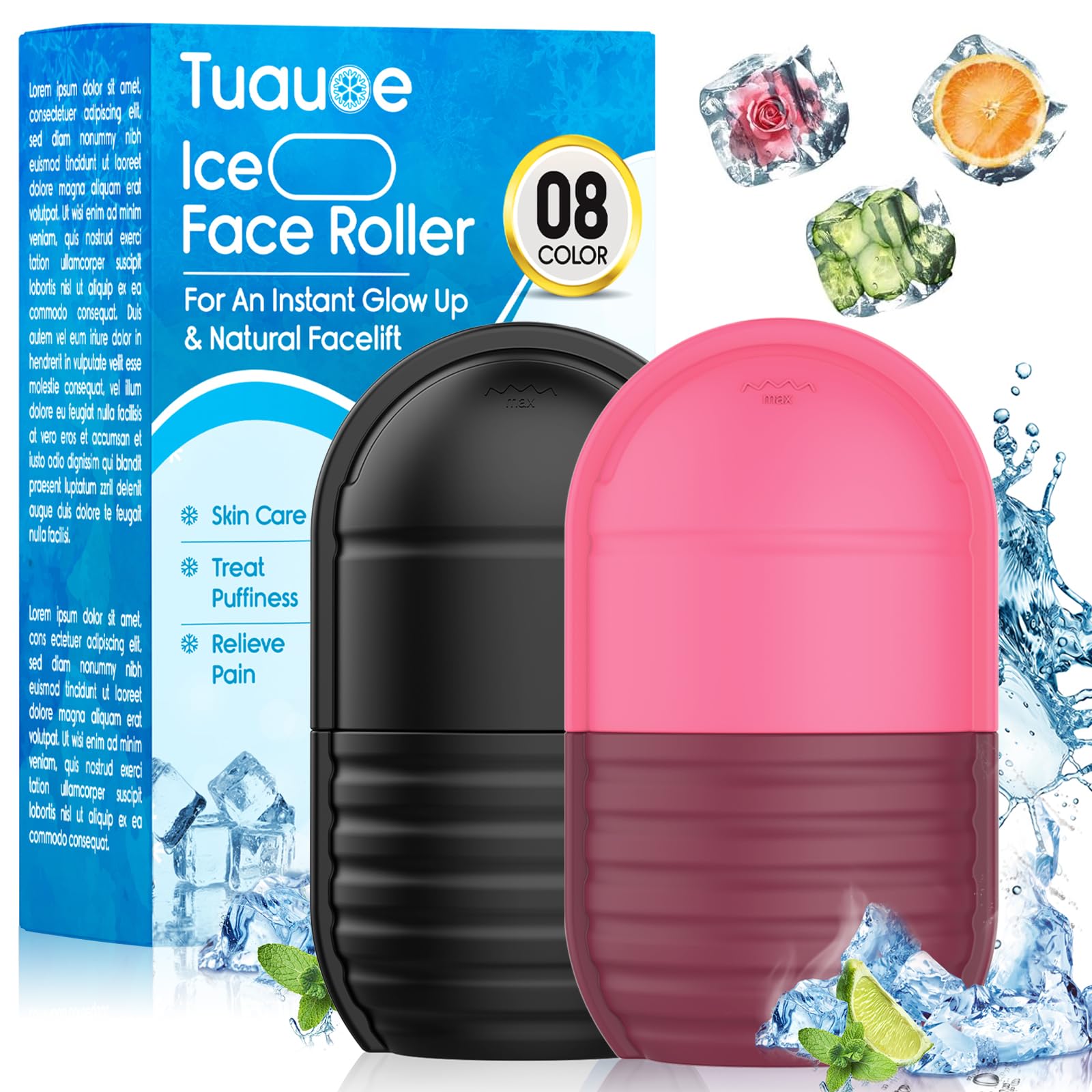 1Pcs Ice Roller for Face, Ice Face Roller, Reusable Silicone Ice Mold for Face, Facial Beauty Ice Roller Skin Care Tools for Shrink Pores Anti Wrinkle Reduce Puffiness (Blue)