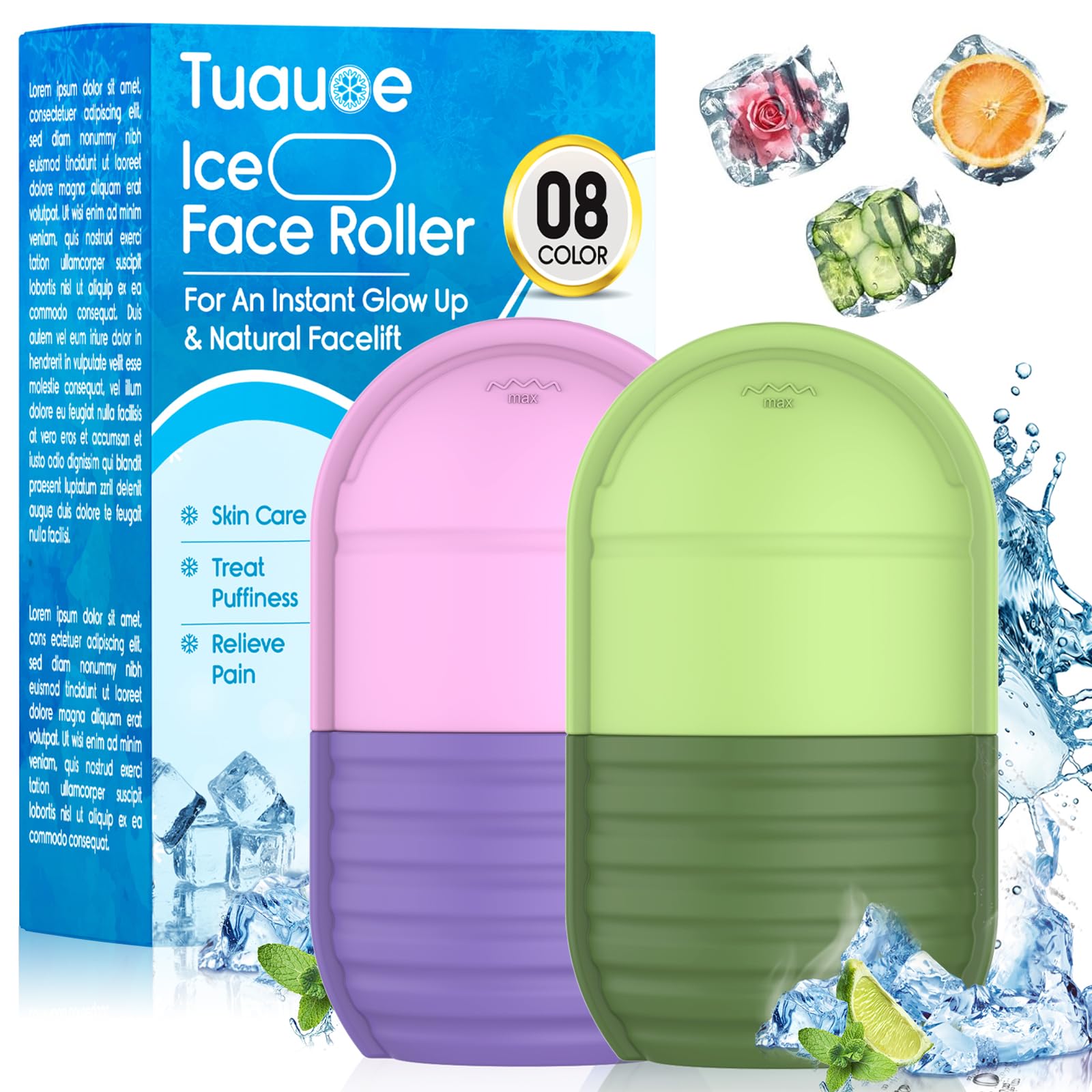 1Pcs Ice Roller for Face, Ice Face Roller, Reusable Silicone Ice Mold for Face, Facial Beauty Ice Roller Skin Care Tools for Shrink Pores Anti Wrinkle Reduce Puffiness (Blue)