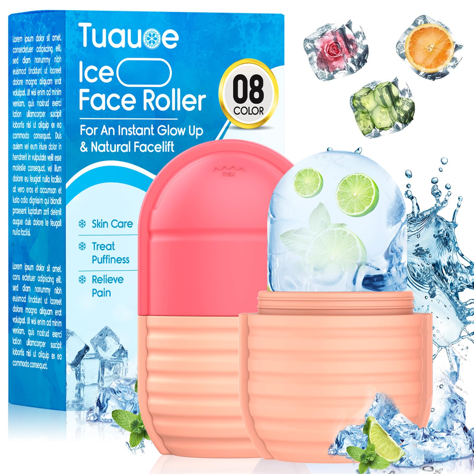1Pcs Ice Roller for Face, Ice Face Roller, Reusable Silicone Ice Mold for Face, Facial Beauty Ice Roller Skin Care Tools for Shrink Pores Anti Wrinkle Reduce Puffiness (Blue)