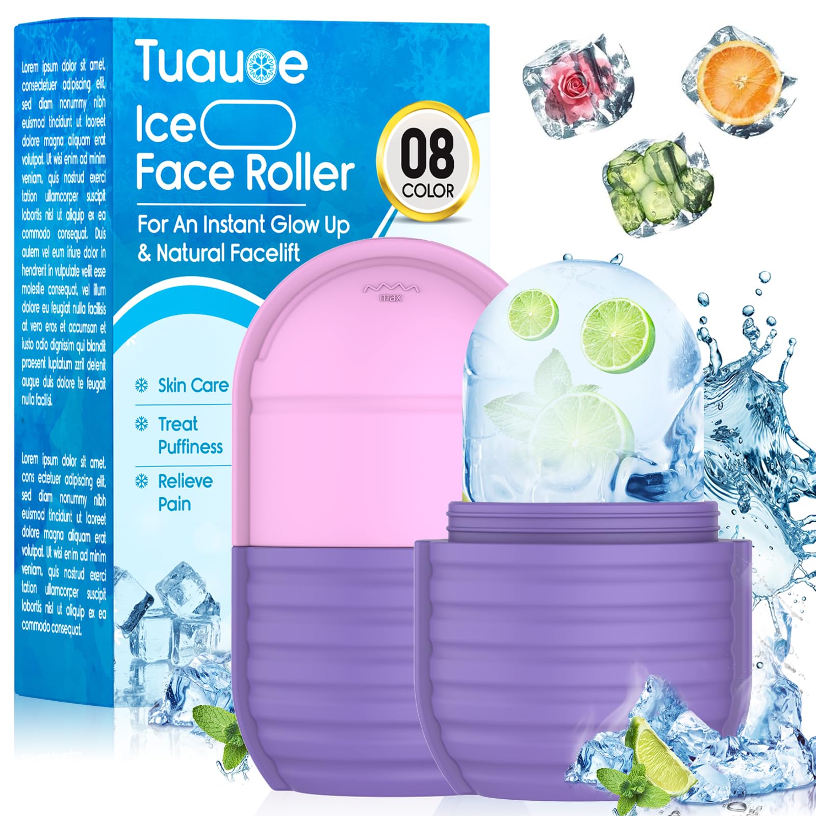 1Pcs Ice Roller for Face, Ice Face Roller, Reusable Silicone Ice Mold for Face, Facial Beauty Ice Roller Skin Care Tools for Shrink Pores Anti Wrinkle Reduce Puffiness (Blue)