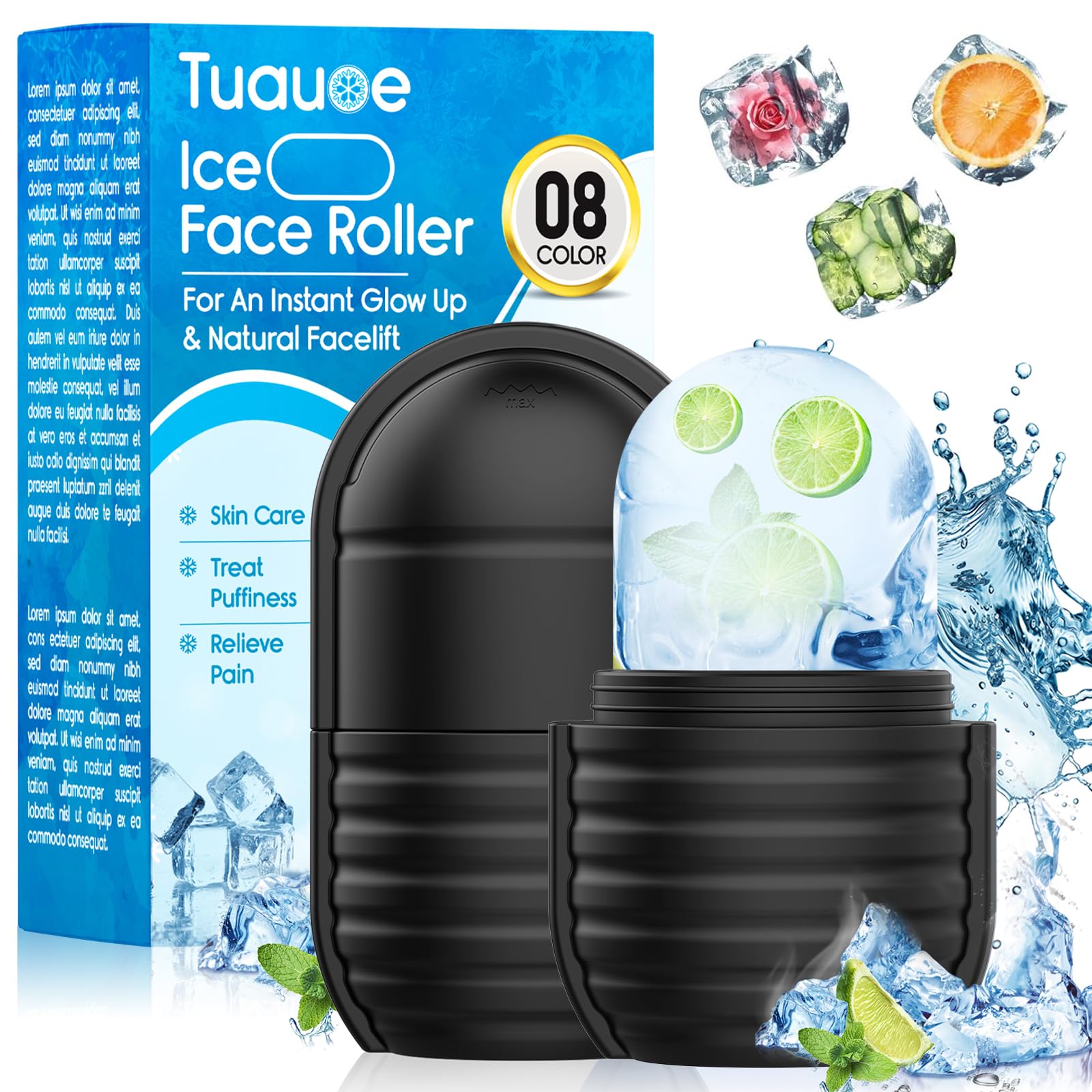 1Pcs Ice Roller for Face, Ice Face Roller, Reusable Silicone Ice Mold for Face, Facial Beauty Ice Roller Skin Care Tools for Shrink Pores Anti Wrinkle Reduce Puffiness (Blue)